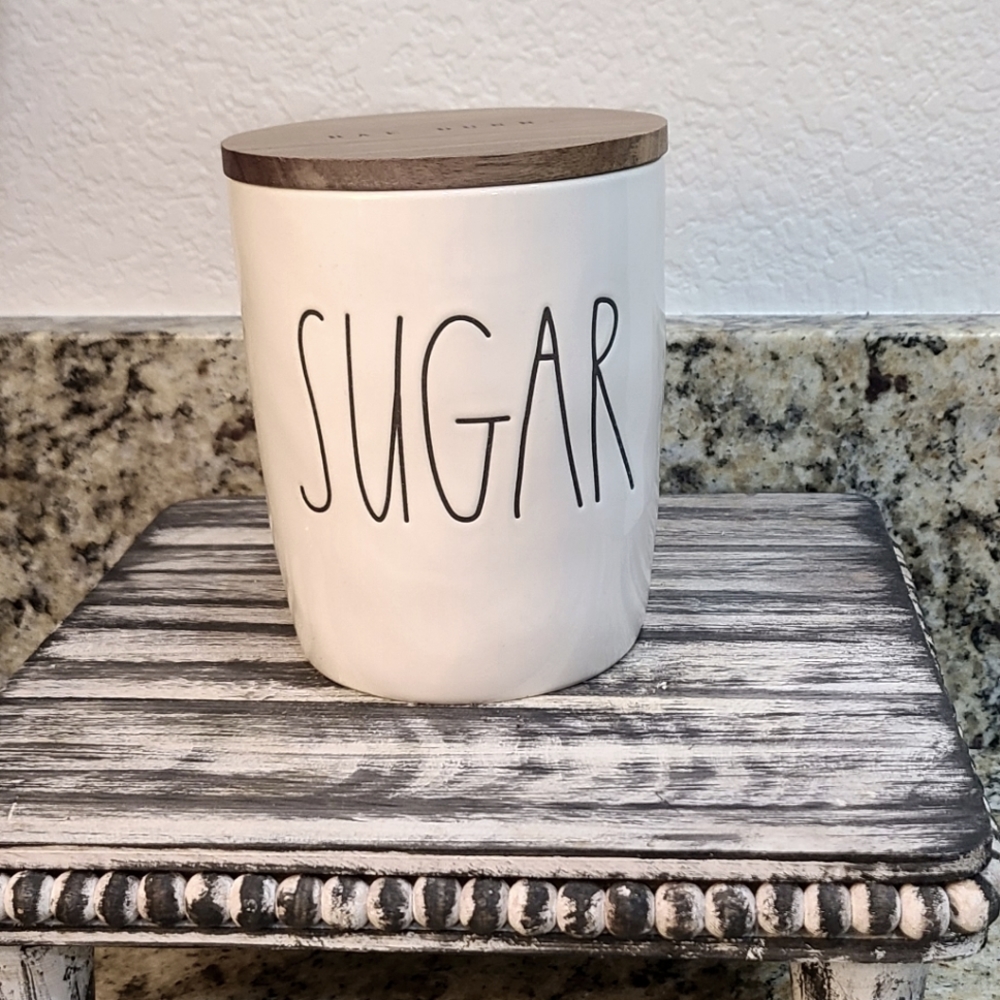 Rae Dunn SUGAR baby canister, wood lid. NWOT